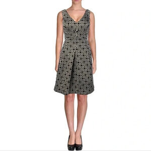 Ralph Lauren | Black & Champagne Gold A Line Cocktail Party Dress Holiday | sz 8